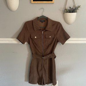 Eilly Bazar XS Brown Belted Romper